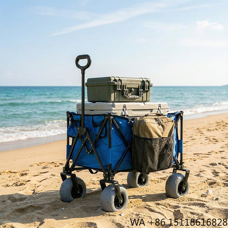 Outdoor Camping Folding Table - Carrello da Spiaggia Pieghevole in Metallo