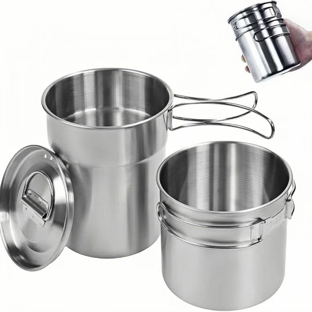Outdoor Camping Kitchen Set - Tazze pieghevoli da campeggio, pentole da