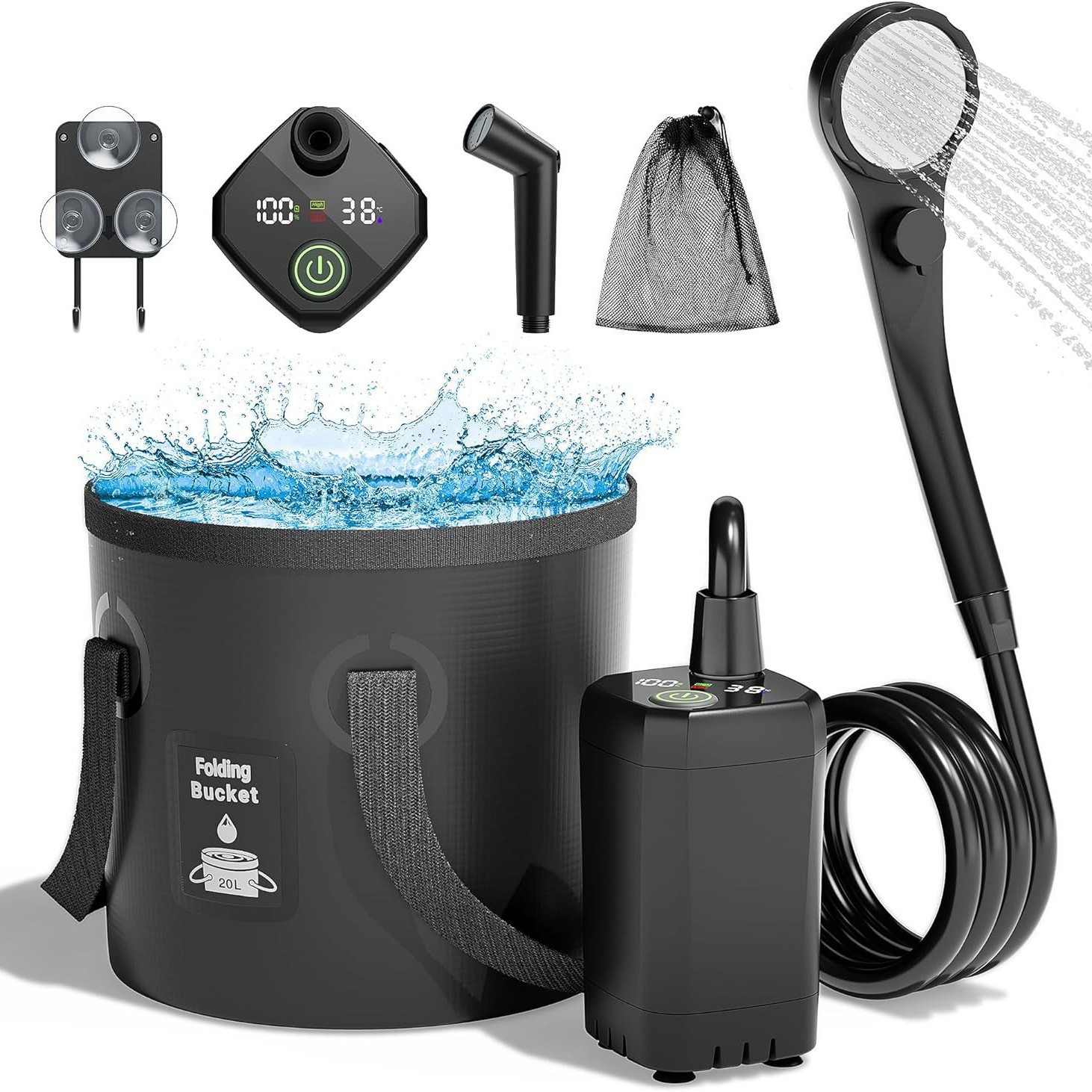 Outdoor Camping Showers - Doccia Elettrica Portatile Autoadescante per Esterni,