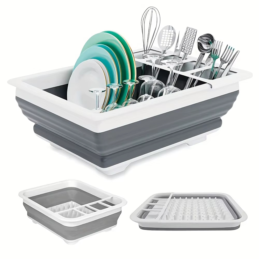 Outdoor Camping Van - Stendino per piatti pieghevole con portautensili,