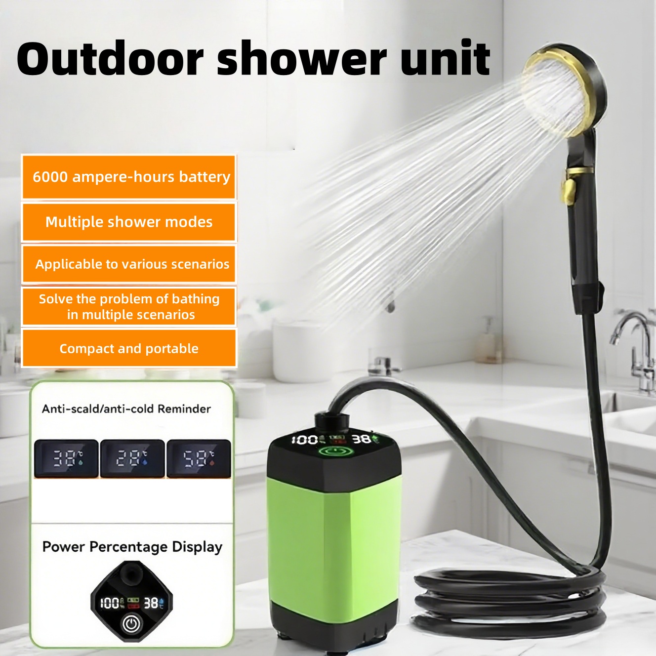 Outdoor Camping Showers - Doccia Elettrica Portatile per Esterni, con
