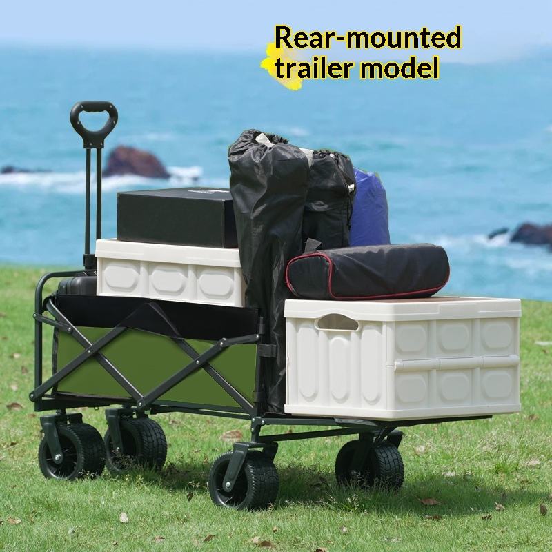 Outdoor Camping Folding Table - Carrello Pieghevole a Quattro Ruote per