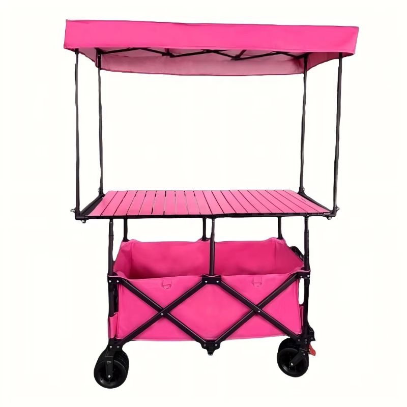 Outdoor Camping Folding Table - Carrello Pieghevole in Acciaio con Tavolo,