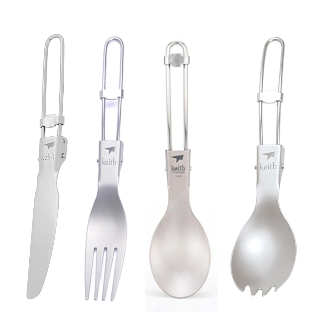Outdoor Camping Kitchen Set - Keith Outdoor Titanium Cucchiaio pieghevole Spork
